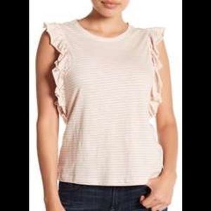 Draped ruffle panel striped Tee